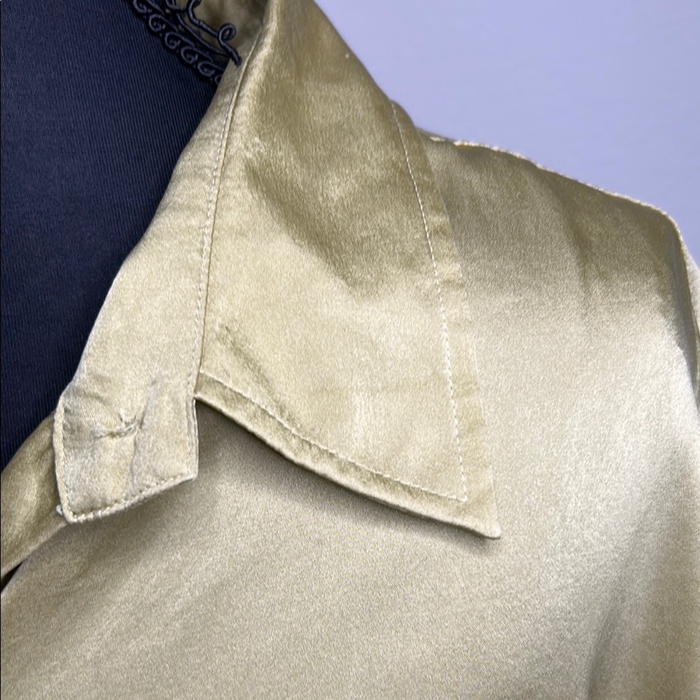 Evan Picone SILK light olive green long sleeve Blouse - Picture 11 of 11